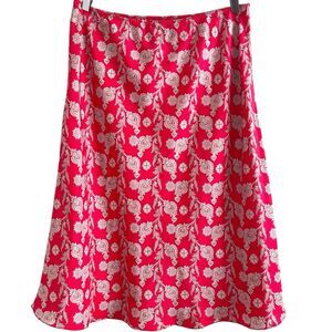 Y2K GAP Silk Paisley Floral Midi Skirt Size L Hot Pink Grunge Coquette Festival